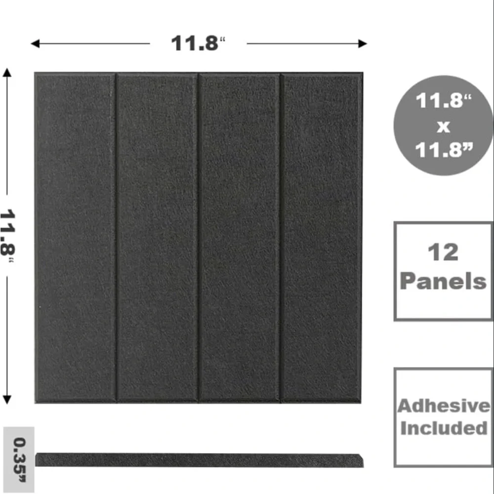 Decorita black felt wall panels sound absorbing wall paneling peel and stick